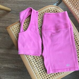 Alo Flamingo Pink Ribbed Set